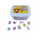 Kit de Fichas Magnéticas Fonemas Nasais da Materiais Para Brincar, mostrando as 60 figuras magnéticas em uma superfície metálica, agrupadas por fonema. As ilustrações são claras para cada som, como "navio" para o fonema N.