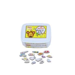 Kit de Fichas Magnéticas Fonemas Nasais da Materiais Para Brincar, mostrando as 60 figuras magnéticas em uma superfície metálica, agrupadas por fonema. As ilustrações são claras para cada som, como "navio" para o fonema N.