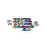 Jogo Joaninha Alfabeto para crianças, com várias peças em MDF em formato de joaninha, mostrando letras maiúsculas e minúsculas.