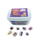 Fichas Magnéticas para Consciência Fonológica da Materiais para Brincar, com fichas magnéticas de figuras e palavras organizadas por sílabas.