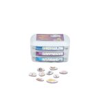 Fichas Magnéticas para Consciência Fonológica da Materiais para Brincar, com fichas magnéticas de figuras e palavras organizadas por sílabas.