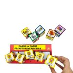 Jogo de Sequências em Cubos da Materiais para Brincar, com 10 cubos de MDF empilhados e ilustrados.